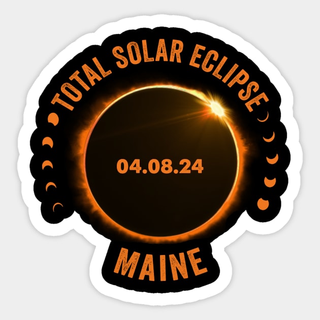 Maine Total Solar Eclipse 2024 American Totality April 8 Sticker by Sky at night